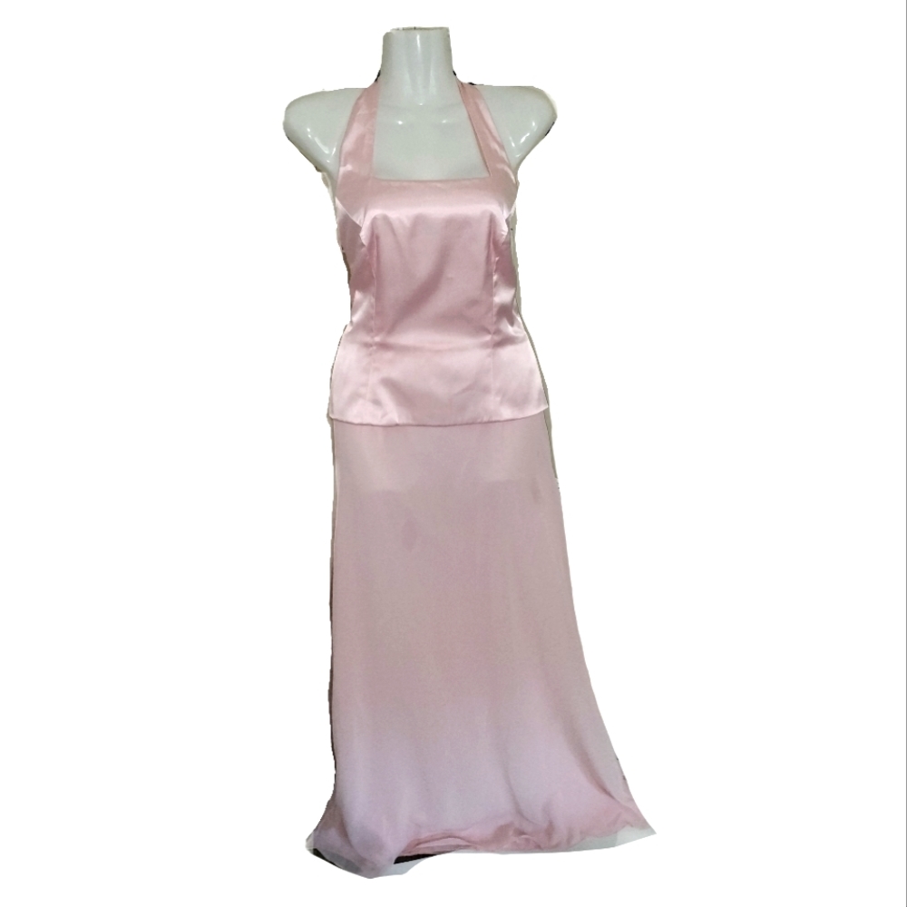 Pink halter-back gown